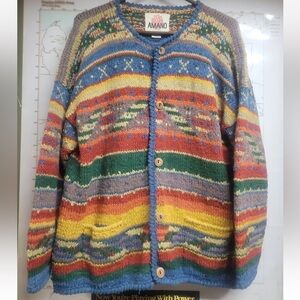 Rare Vintage Amano Rainbow Cardigan Sweater